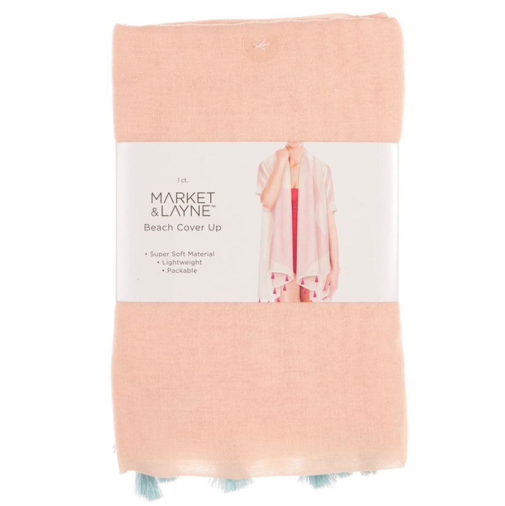 🆕 Market & Layne Lightweight Beach Pool Cover Up Coral Pink Teal Turquoise